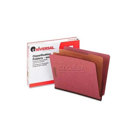 Universal Universal Pressboard End Tab Classification Folders, Letter, Six-Section, Red, 10/Box UNV10315***